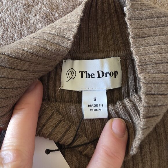 The Drop Karolina Sleeveless High Mock Neck Ribbed Sweater Tank Top Olive Small - Picture 6 of 16